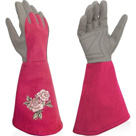 Gants de jardinage résistants aux perforations – Taille M, couleur rose rouge – Lot de 1 paire (1/4)