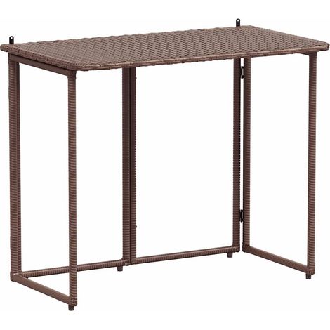 Table de jardin  Table d'extérieur pliante marron 90 x 51 x 75 cm polyrotin (1/5)