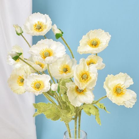 Fleurs de Coquelicots Artificielles 3 Pièces, Arrangement de Plantes de Pavot Authentiques pour Décorations de Mariage de Cuisine à Domicile (2104YF39-1) (1/5)