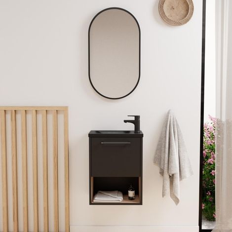 Conjunto de lavabo NIKA con nicho, grifería y espejo ovalado (1/5)