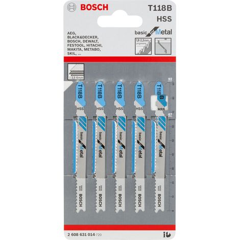 Bosch Stichsägeblatt T 118 B, Basic for Metal, 5er-Pack