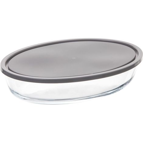 Großer ovaler Lebensmittelbehälter aus Glas und Kunststoff OVAL GLASFORM 30 x 21 cm (1/4)