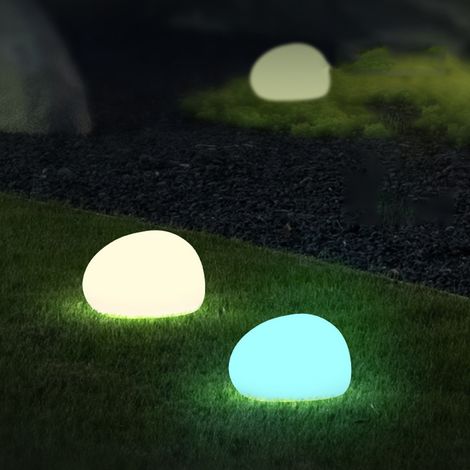 1 Lot Luminaire solaire, design galet rétro, effet vague, sans fil, pour jardin, pelouse, allée (1/5)