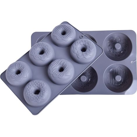Silikonform zum Backen von Donuts, 6 Mulden mit Muster (1/2)