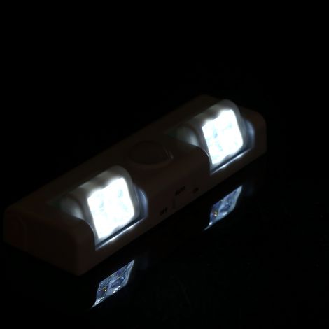 1 Lampe sans fil, détecteur de mouvement, 8 LED, plastique blanc, pour armoire, couloir, escalier (1/5)