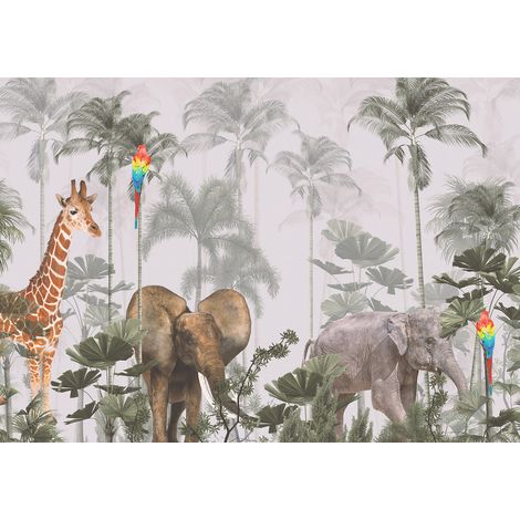 Papier peint panoramique Enfants - Animaux de la Jungle - 130 cm x 91 cm (1/2)