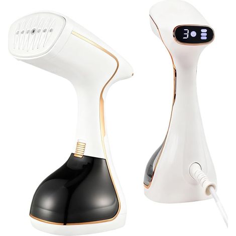 Steamer - Défroisseur vapeur portable - 1800 W - 320 ml - Avec affichage - Débit de vapeur constant : 20 g/min - Pour la maison, le bureau, les voyages - Crème (1/5)