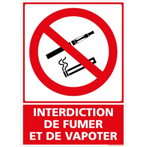 Panneau Interdiction de Fumer et de Vapoter – Signalétique obligatoire – PVC 1,5 mm – Usage intérieur/extérieur (1/5)