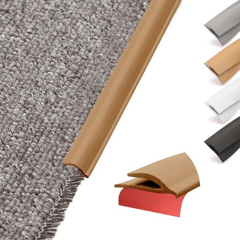 Profilé de transition flexible en PVC autocollant - Bord pour tapis et sol - Barre de transition découpable de tapis à carrelage, sol en vinyle, stratifié, plinthe de finition (marron, 3M) (1/5)