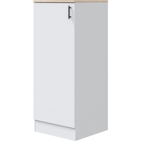 Módulo Inferior Columna de Cocina Kira con 1 Puerta Blanco Brillo y Roble Canadian 3 Estantes 60x148x60 cm Melamina (1/5)