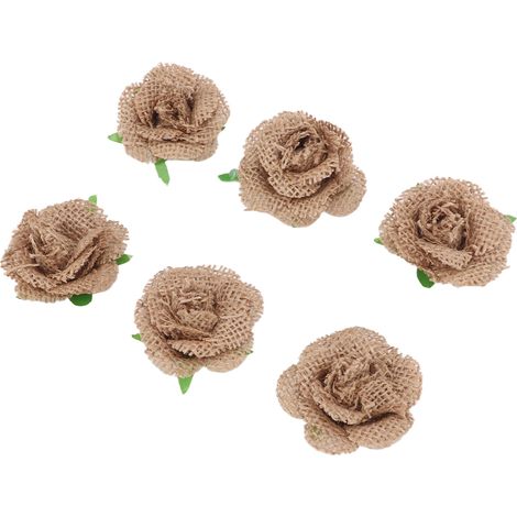 Set mit 6 künstlichen Rosen in Jute, herrlicher 3D-Effekt, zur Dekoration von Hochzeiten und Partys. (1/5)