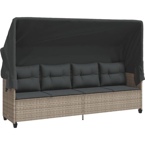 Maison Exclusive - Sonnenliege mit Dach und Kissen Hellgrau Poly (1/5)
