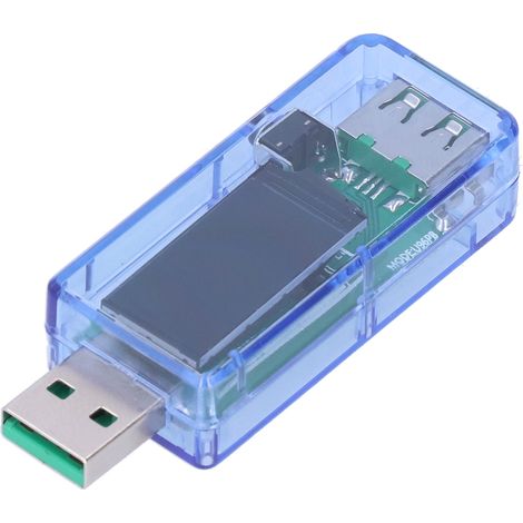 Digitaler USB-Tester mit LCD-Bildschirm, Voltmeter und Lastdetektor für Android, transparent blau, Spannungsanzeige (1/5)