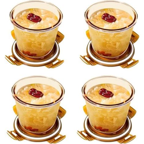 Recipientes para avena nocturna con 3 tazas y tapas，Recipientes redondos de vidrio para almacenar alimentos，Recipientes para sopa (1/5)