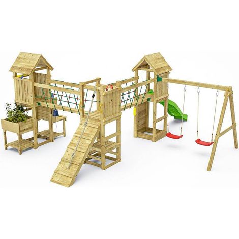 Parco giochi in legno Fungoo Optimizer con scivolo, altalene, arrampicata e cucina per bambini (1/5)