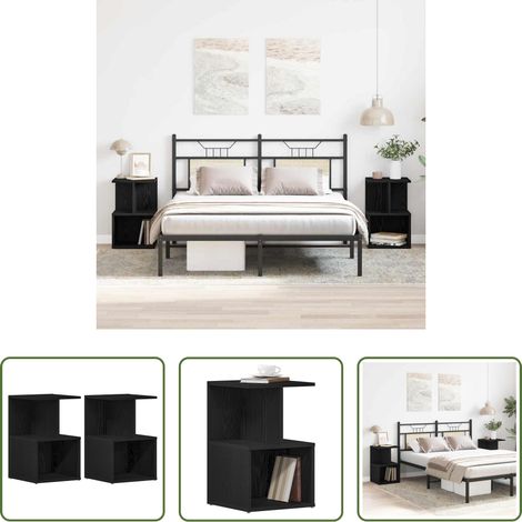 Rangement chambre - Cabinet de chevet 2 pcs Chêne noir 35 x 35 x 55 cm (1/5)