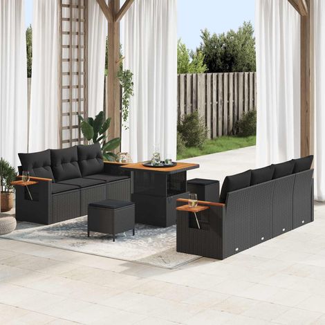 vidaXL Gartensofa-set mit Kissen 13 pcs Schwarz Poly-Rattan (1/5)