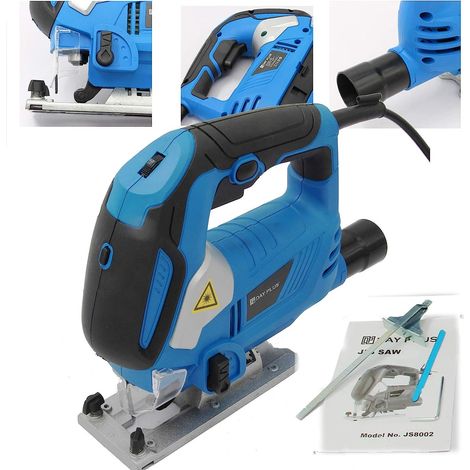 850W Jigsaw Electric Jig Saw with Laser Guide LED Light 6 Speed Setting 4 Position Orbital Action Multi Purpose for Wood Metal Plastic Cutting Home DIY Tool (1/2)