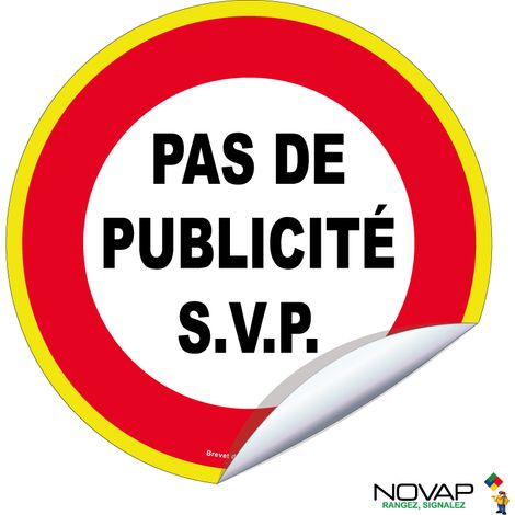 Adhésif Pas de publicité SVP - haute visibilité - Ø 180mm - 4100357