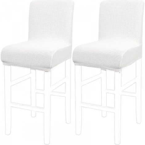 Lot de 2 housses de chaise de salle à manger blanc ivoire 35 x 35 x 2,5 cm, housses de chaise de bar extensibles à carreaux amovibles et lavables (1/5)
