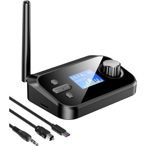 Transmetteur Bluetooth pour TV Double Casques, Adaptateur Bluetooth pour TV LCD Display Volume réglable, Récepteur sans fil (1/5)