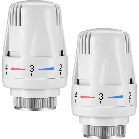 Lot de 2 Tête de Thermostatique M30 x 1,5, Valves Thermostatiques pour Radiateur, Tête de Remplacement de Vanne de Thermostat de Radiateur pour Maison Bureau (1/4)