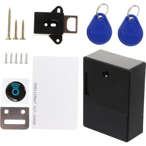 Serrure électronique RFID pour armoire, sans perçage, ABS noir (1/5)