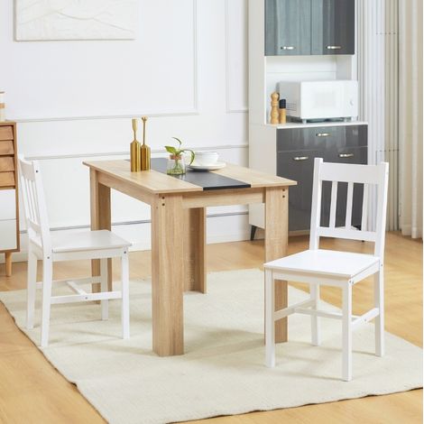 Sedia da pranzo in legno bianco, design classico, 46,5 x 41 x 85,5 cm (1/5)