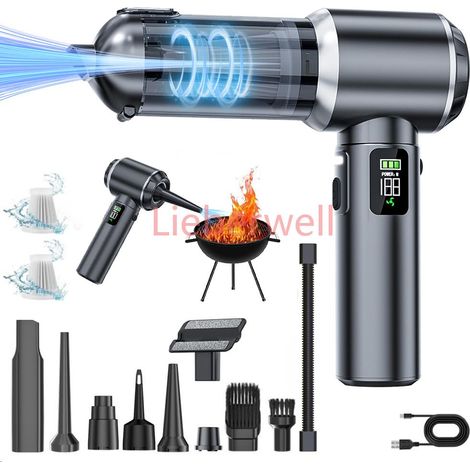 Aspirateur de voiture haute puissance, portable, sans fil, avec moteur sans balais, machine de nettoyage puissante, souffleur d'air pour appareils ménagers