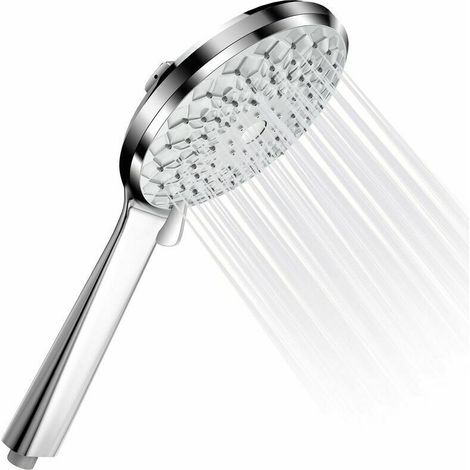 Shower head with 6 spray patterns, Silver (1/5)