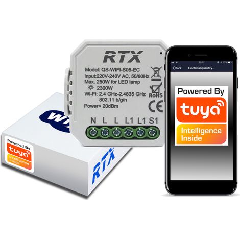 Module contrôleur de relais RTX Mini 1 canal LN MESURE D'ÉNERGIE TUYA WiFi (1/5)