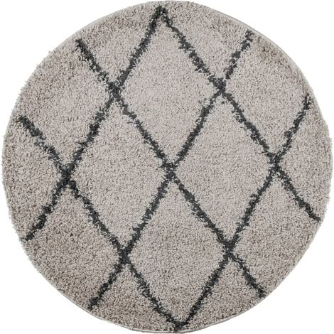 vidaXL Tappeto Shaggy PAMPLONA a Pelo Lungo Beige e Antracite Ø 80 cm (1/5)