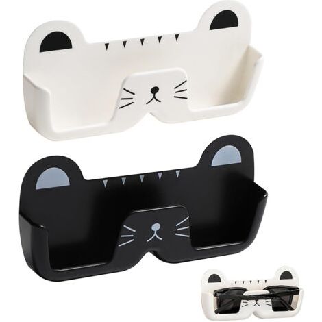 royaluxe-Porte Support Lunette, Rangement Lunette De Soleil Presentoir Lunettes Suspendre Organisateur Boite a Lunettes Chats Porte-Lunettes Stockage, 2 Pièces (Noir et Blanc)