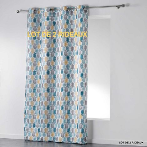 Lot de 2 rideaux a oeillets 140 x 260 cm polyester imprime palpito Blanc