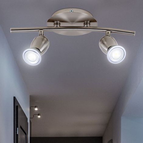 Lampada da soffitto Lampada da soffitto Lampada spot Spotlight Lampada da soggiorno, spot a 2 fiamme mobili, cromo opaco, 2x LED 4W 230Lm bianco caldo, LxH 32,6x9,9cm