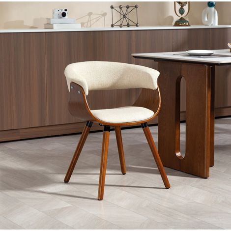 Chaise de salle à manger 62x55x75 cm beige en polyester, accoudoirs, pour cuisine - CHICFURN (1/5)