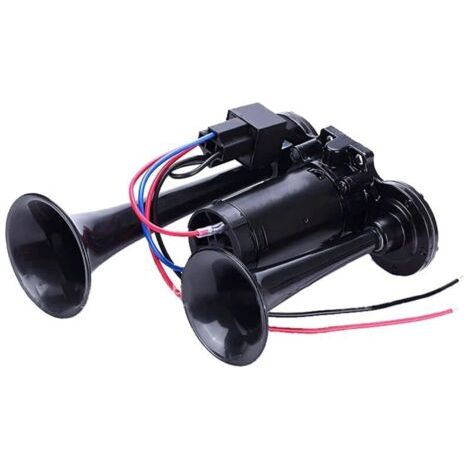 BARKBUSTERS 12V Klaxon d'air de Voiture,Klaxon pneumatique Double trompettes 600DB, Kit de Klaxons Super puissants avec compresseur Universel pour Voitures, Motos, camions, Trains, Bateaux (1/4)