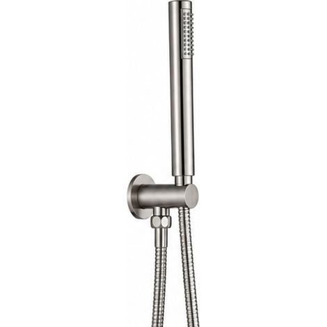 Schläfer 1315600 - Kit Doccia Completo Universale Style finitura acciaio inox spazzolato, Doccetta Anticalcare in ABS, Flessibile 150 cm Antitorsione, Supporto Doccetta con Presa Acqua 1/2" in Ottone (1/5)