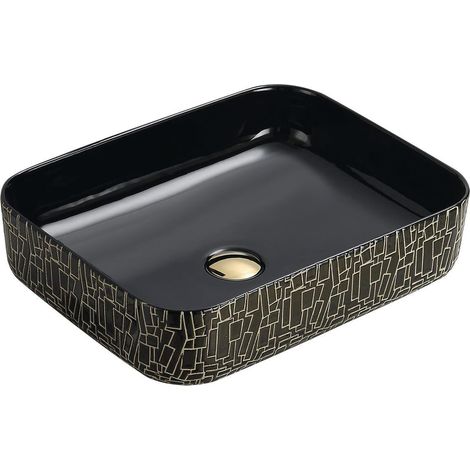Mexen Lorita Aufsatzwaschbecken 51 x 39 cm, Schwarz/Gold - 22135163 (1/2)