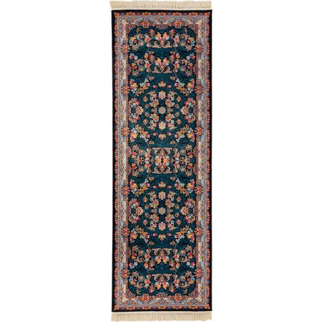 Tapis persan Asia  - 200x100cm, Rectangular - 100% Acrylique - Tissé - Bleu foncé