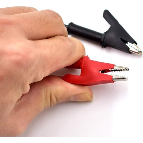Gebildet Ensemble de Fils de Test Electriques à Pinces Crocodiles, Fils de Raccordement 15A Robustes avec Pinces de Protection en Cuivre, câbles en Silicone PVC,2Couleurs, Longueur 100cm