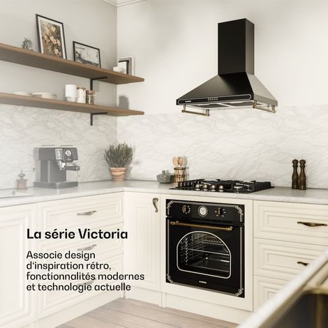 Klarstein – Four encastrable chaleur tournante 70L – 9 modes de cuisson – Éclairage LED – Nettoyage facile – Classe A – Design rétro noir (1/5)