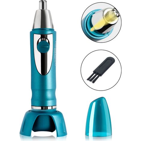 Tondeuse nez et oreilles à piles avec lumière LED – Tête en acier inoxydable – Nettoyage facile – Usage indolore pour hommes et femmes (1/5)
