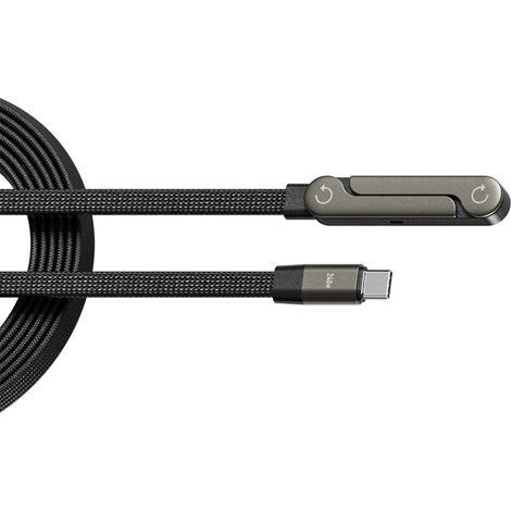 Câble de charge pliable 2-en-1 240 W avec support intégré, câble de charge rapide et invisible, câble en nylon anti-nœuds pour smartphones et tablettes, connecteur CC (1/5)