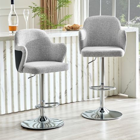 MEUBLIV 2er-Set Barhocker 45x37,6x118 cm hellgrau – drehbar, verstellbar (1/5)