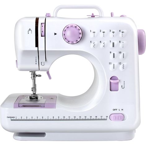 Mini machine à coudre pour débutants, machine à coudre électronique à 12 aiguilles, machine à coudre multifonction pour enfants, double ligne et double vitesse (1/5)