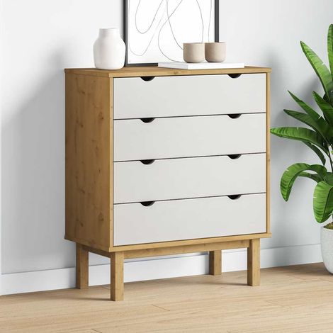 Schubladenschrank OTTA Braun&Weiß 76,5x39,5x90 cm Massivholz