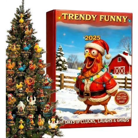 Adventskalender – Wiederverwendbare, flache Partydekoration – Küken-Design – Countdown-Kalender – Für Freunde, Erwachsene, Teenager, Fenster, Wand, Tür und (1/5)