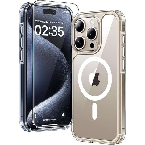 Cover posteriore per iPhone 15 Pro MagSafe in vetro protettivo trasparente (1/2)
