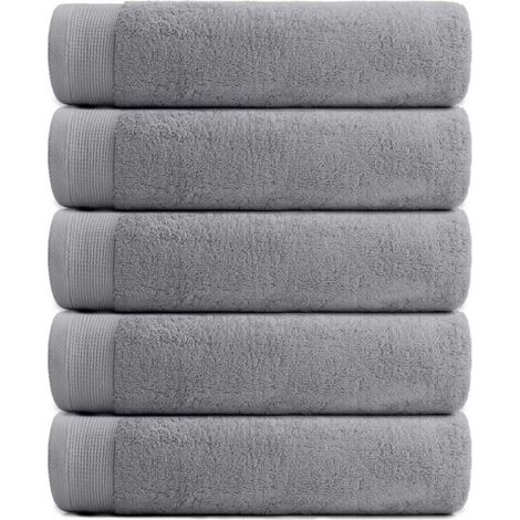 RELAKZ - Serviettes - Lot de 2 - 70 x 140 cm - Gris glacier - 700 g/m² - Coton - Luxueuses, douces et ultra-absorbantes (1/5)